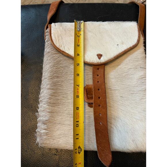 White Hair on Cowhide and Leather Crossbody Bag/Purse - Picture 8 of 14